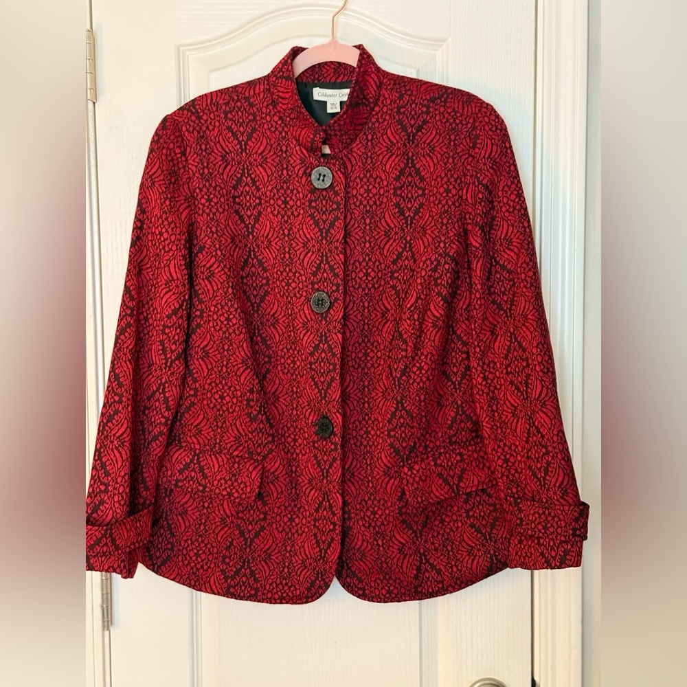 Coldwater Creek Wool Blend Red/Black Jacket Sz 18W